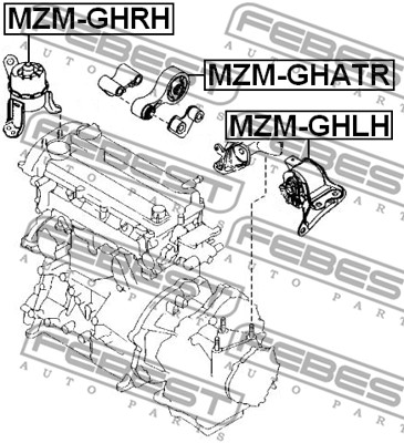 Ilustracja MZM-GHRH FEBEST poduszka silnika / mocowanie