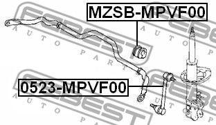 Ilustracja MZSB-MPVF00 FEBEST guma stabilizatora / obejma