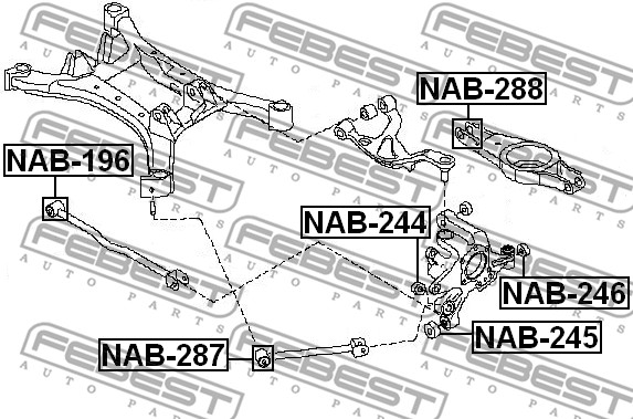 Ilustracja NAB-288 FEBEST tuleja wahacza / poduszka wahacza