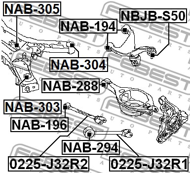 Ilustracja NAB-305 FEBEST łożyskowanie, belka osi