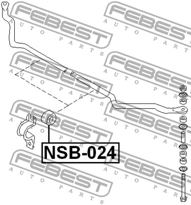 Ilustracja NSB-024 FEBEST guma stabilizatora / obejma