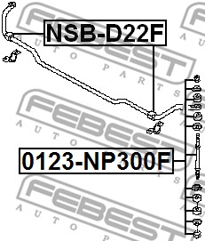 Ilustracja NSB-D22F FEBEST guma stabilizatora / obejma