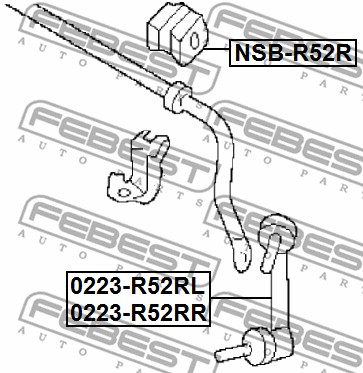 Ilustracja NSB-R52R FEBEST guma stabilizatora / obejma