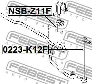 Ilustracja NSB-Z11F FEBEST guma stabilizatora / obejma