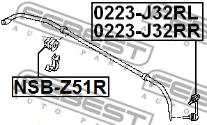 Ilustracja NSB-Z51R FEBEST guma stabilizatora / obejma