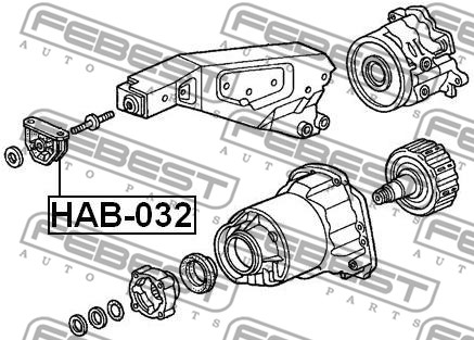 Ilustracja HAB-032 FEBEST łożyskowanie, mechanizm różnicowy
