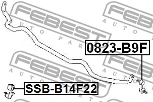 Ilustracja SSB-B14F22 FEBEST guma stabilizatora / obejma