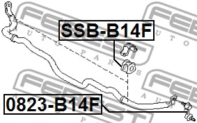 Ilustracja SSB-B14F FEBEST guma stabilizatora / obejma