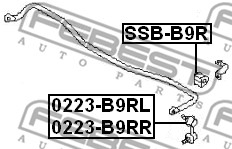 Ilustracja SSB-B9R FEBEST guma stabilizatora / obejma