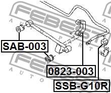 Ilustracja SSB-G10R FEBEST guma stabilizatora / obejma