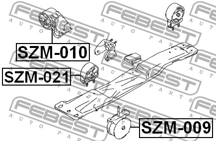 Ilustracja SZM-021 FEBEST poduszka silnika / mocowanie