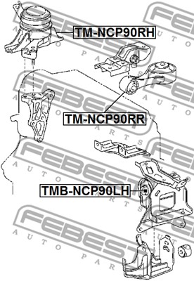 Ilustracja TMB-NCP90LH FEBEST poduszka silnika / mocowanie