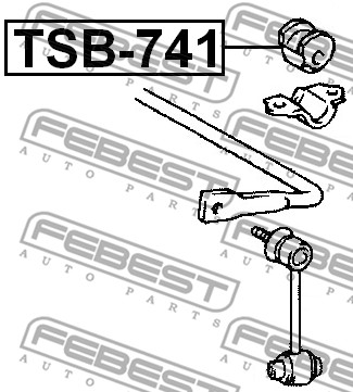 Ilustracja TSB-741 FEBEST guma stabilizatora / obejma