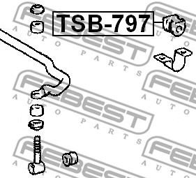 Ilustracja TSB-797 FEBEST guma stabilizatora / obejma