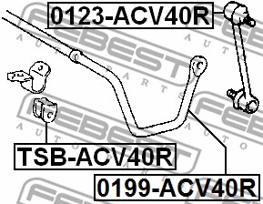 Ilustracja TSB-ACV40R FEBEST guma stabilizatora / obejma