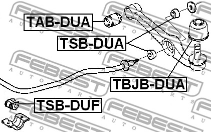 Ilustracja TSB-DUA FEBEST tuleja wahacza / poduszka wahacza