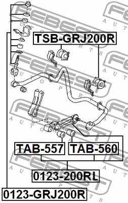 Ilustracja TSB-GRJ200R FEBEST guma stabilizatora / obejma