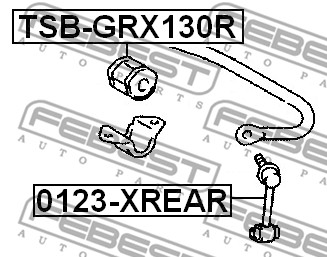 Ilustracja TSB-GRX130R FEBEST guma stabilizatora / obejma