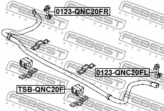 Ilustracja TSB-QNC20F FEBEST guma stabilizatora / obejma