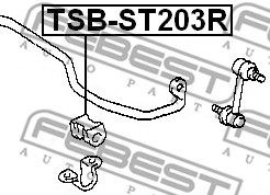 Ilustracja TSB-ST203R FEBEST guma stabilizatora / obejma