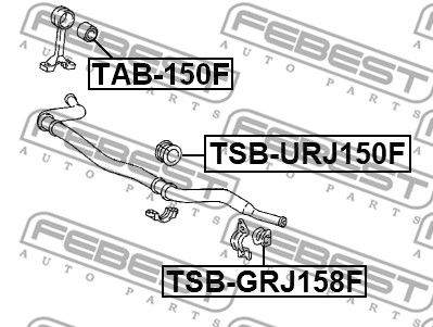 Ilustracja TSB-URJ150F FEBEST guma stabilizatora / obejma