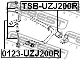 Ilustracja TSB-UZJ200R FEBEST guma stabilizatora / obejma