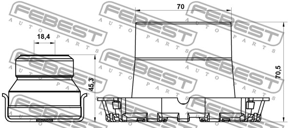 Ilustracja TSHB-ADT250R-KIT FEBEST zestaw ochrony przeciwpyłowej, amortyzator
