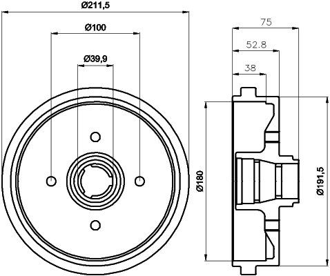 Ilustracja 8DT 355 301-631 HELLA PAGID bęben hamulcowy