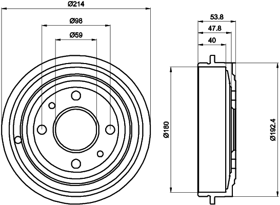 Ilustracja 8DT 355 300-081 HELLA PAGID bęben hamulcowy