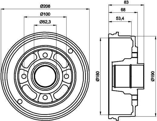 Ilustracja 8DT 355 300-351 HELLA PAGID bęben hamulcowy