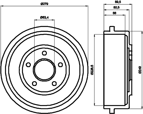 Ilustracja 8DT 355 300-431 HELLA PAGID bęben hamulcowy