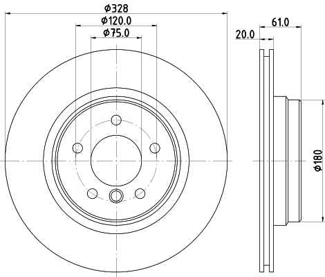 Ilustracja 8DD 355 104-571 HELLA PAGID tarcza hamulcowa
