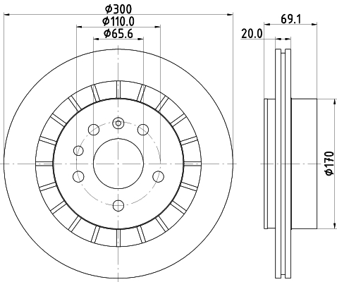Ilustracja 8DD 355 114-381 HELLA PAGID tarcza hamulcowa