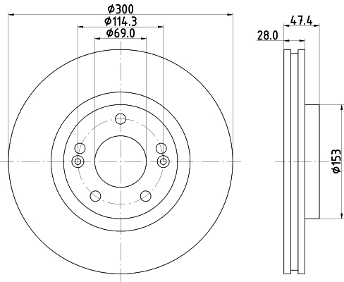 Ilustracja 8DD 355 114-481 HELLA PAGID tarcza hamulcowa