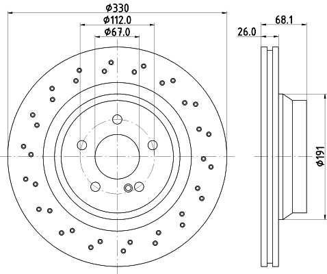 Ilustracja 8DD 355 127-931 HELLA PAGID tarcza hamulcowa