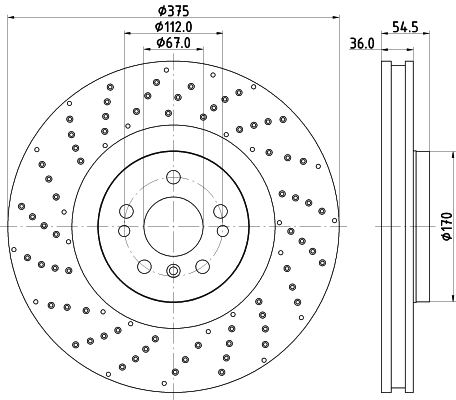 Ilustracja 8DD 355 125-041 HELLA PAGID tarcza hamulcowa