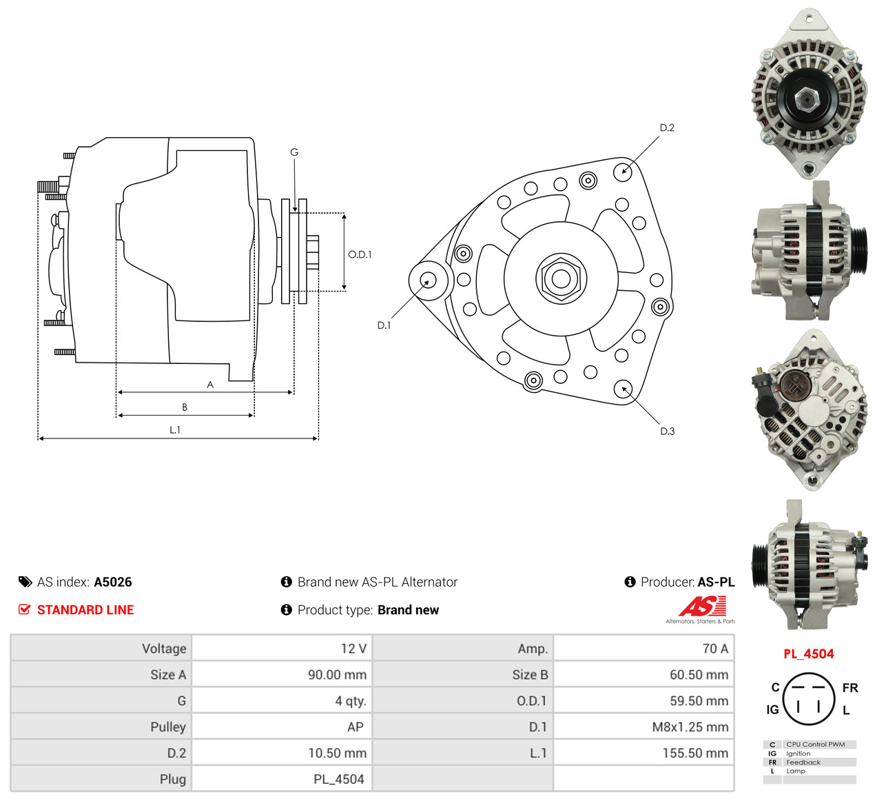 Ilustracja A5026 AS-PL alternator