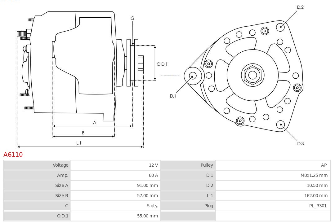 Ilustracja A6110 AS-PL alternator