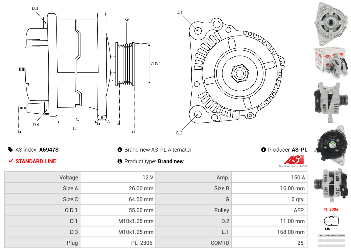 Ilustracja A6947S AS-PL alternator