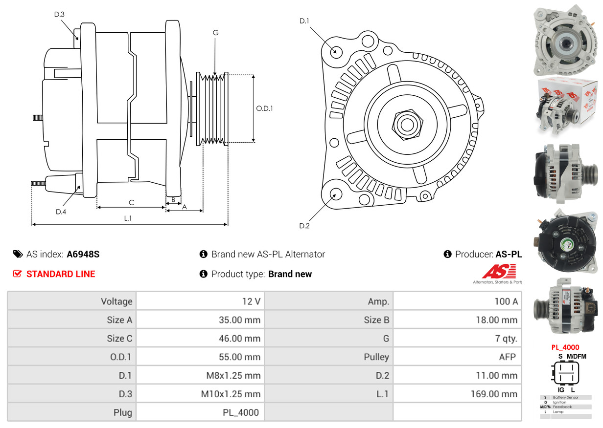 Ilustracja A6948S AS-PL alternator