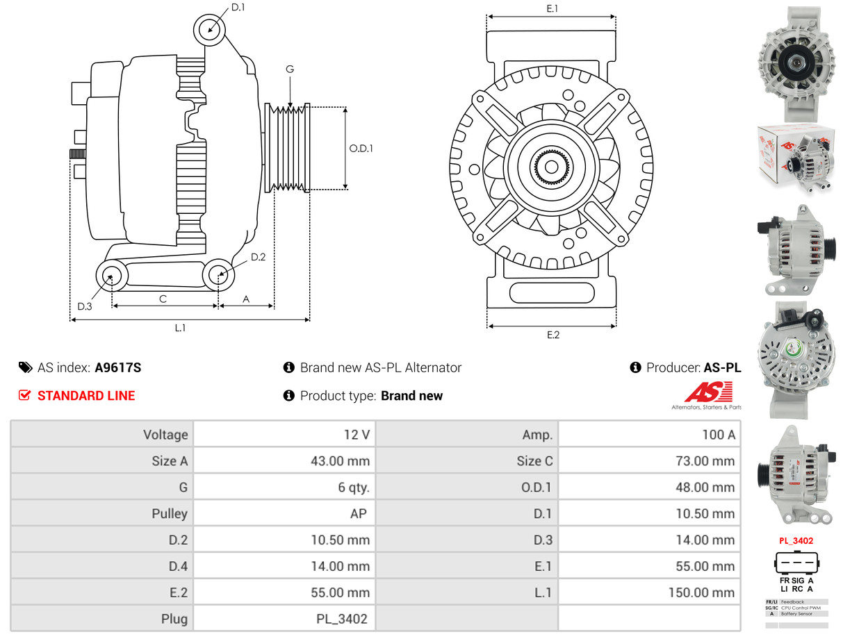 Ilustracja A9617S AS-PL alternator