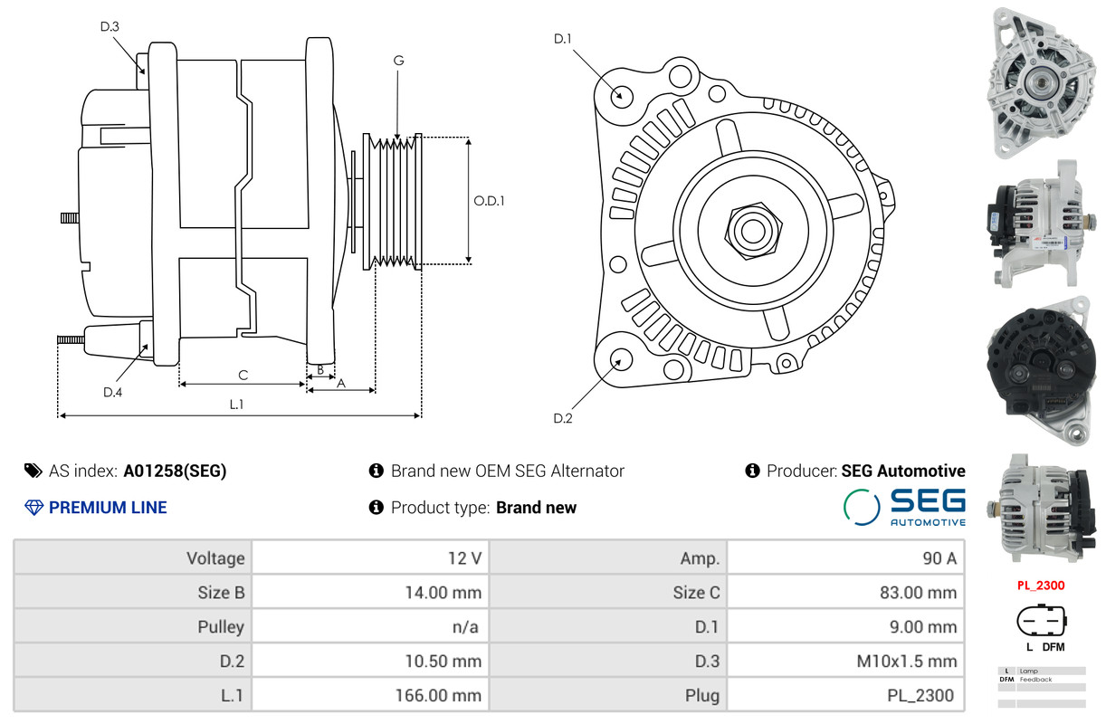 Ilustracja A01258(SEG) AS-PL alternator
