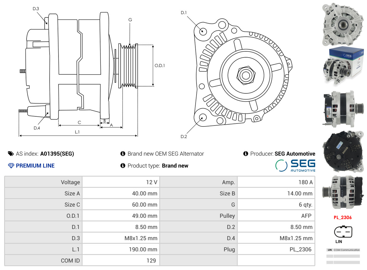 Ilustracja A01395(SEG) AS-PL alternator
