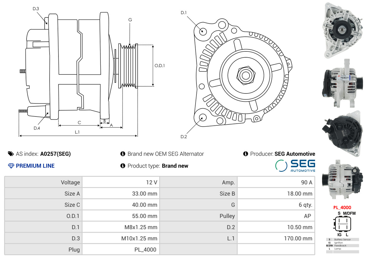 Ilustracja A0257(SEG) AS-PL alternator