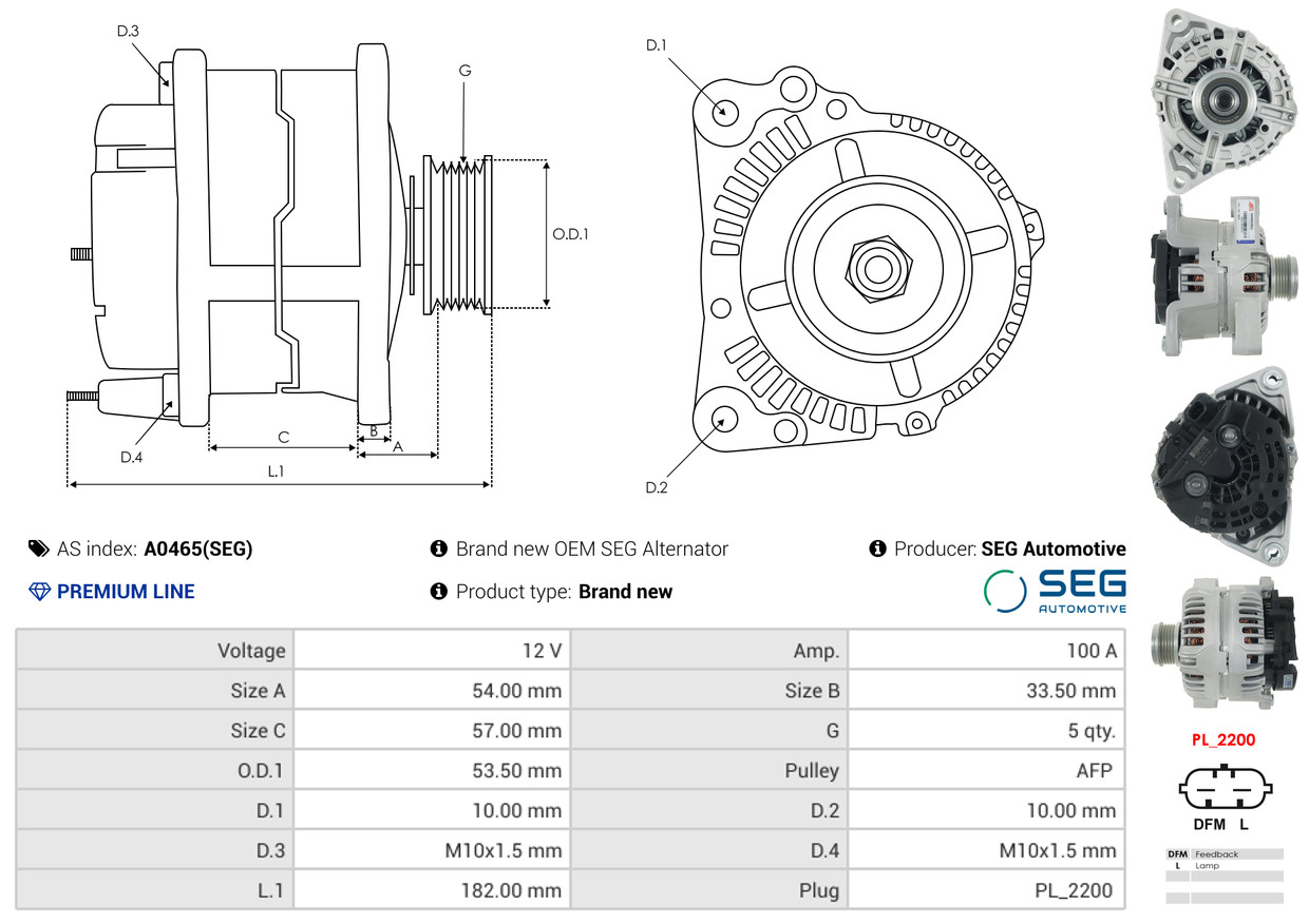Ilustracja A0465(SEG) AS-PL alternator