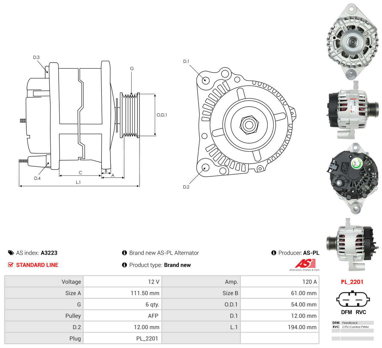Ilustracja A3223 AS-PL alternator