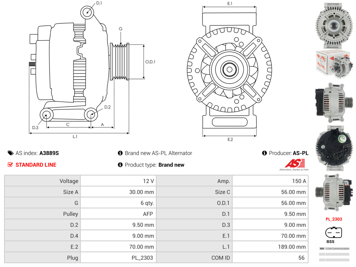 Ilustracja A3889S AS-PL alternator