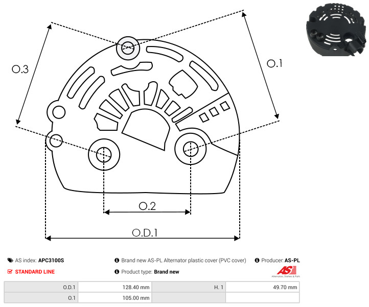 Ilustracja APC3100S AS-PL pokrywa zabezpieczająca, alternator