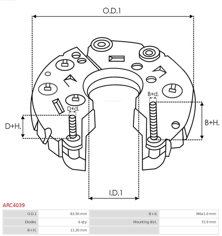 Ilustracja ARC4039 AS-PL prostownik alternatora