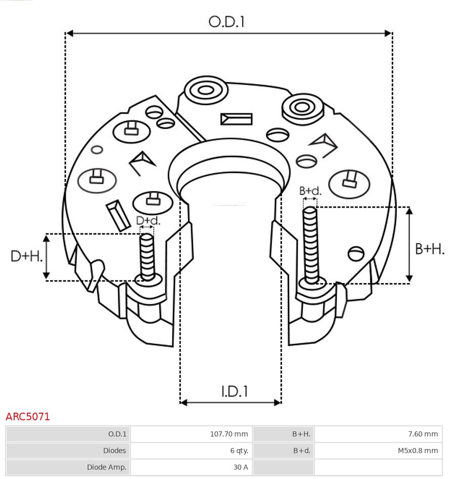 Ilustracja ARC5071 AS-PL prostownik alternatora